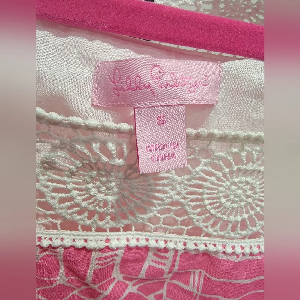 Lilly Pulitzer Chapman Tunic Pink & White Floral Lace Dress Women's Size Small - Picture 14 of 15